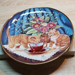 Franklin Mint Heirloom Collector's "Tea for Two" Kittens Porcelain Plate